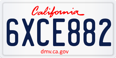 CA license plate 6XCE882