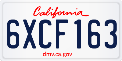 CA license plate 6XCF163