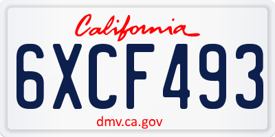 CA license plate 6XCF493
