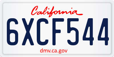 CA license plate 6XCF544