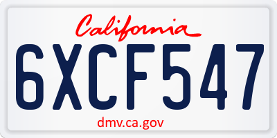 CA license plate 6XCF547