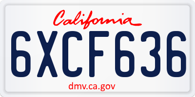 CA license plate 6XCF636