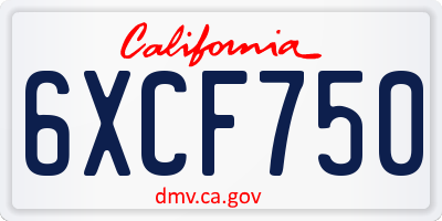 CA license plate 6XCF750