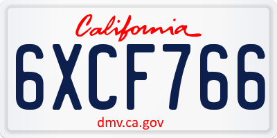 CA license plate 6XCF766
