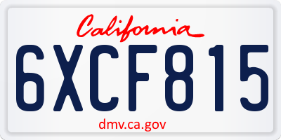 CA license plate 6XCF815