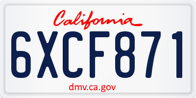 CA license plate 6XCF871