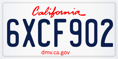 CA license plate 6XCF902