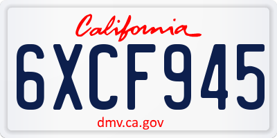 CA license plate 6XCF945