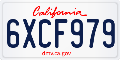 CA license plate 6XCF979