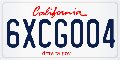 CA license plate 6XCG004