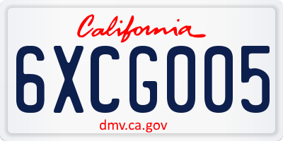CA license plate 6XCG005
