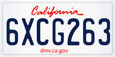 CA license plate 6XCG263