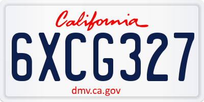 CA license plate 6XCG327