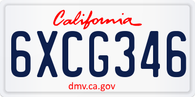 CA license plate 6XCG346
