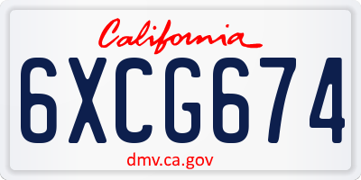 CA license plate 6XCG674