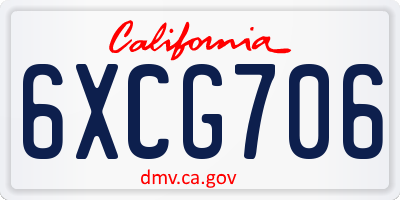 CA license plate 6XCG706