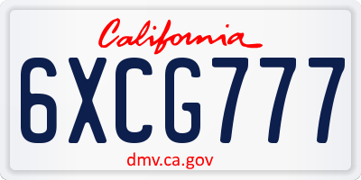 CA license plate 6XCG777