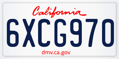 CA license plate 6XCG970