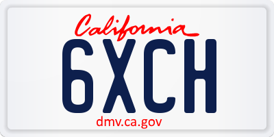 CA license plate 6XCH