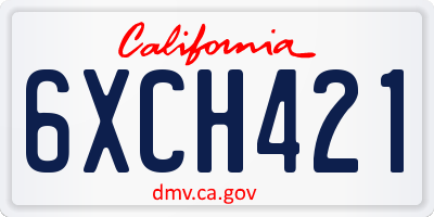CA license plate 6XCH421