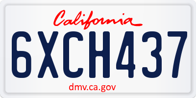 CA license plate 6XCH437