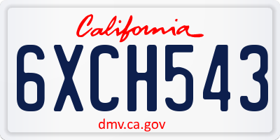 CA license plate 6XCH543