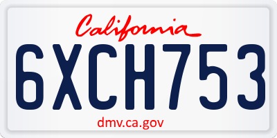 CA license plate 6XCH753