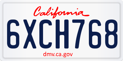 CA license plate 6XCH768