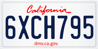 CA license plate 6XCH795