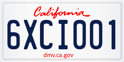 CA license plate 6XCI001