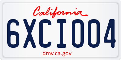 CA license plate 6XCI004