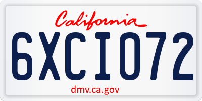 CA license plate 6XCI072