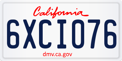 CA license plate 6XCI076