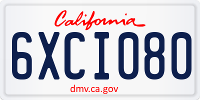CA license plate 6XCI080
