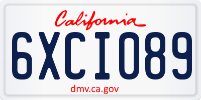 CA license plate 6XCI089