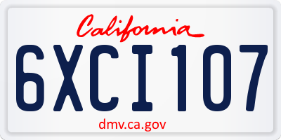 CA license plate 6XCI107