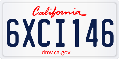 CA license plate 6XCI146