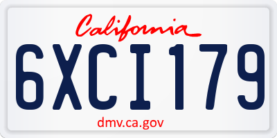 CA license plate 6XCI179