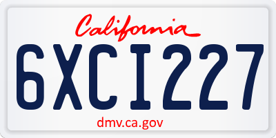 CA license plate 6XCI227