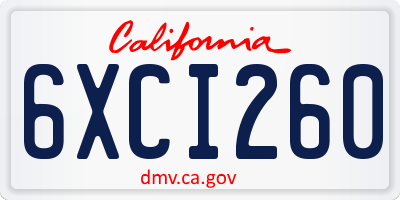 CA license plate 6XCI260