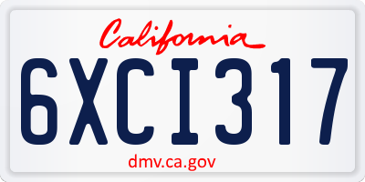 CA license plate 6XCI317