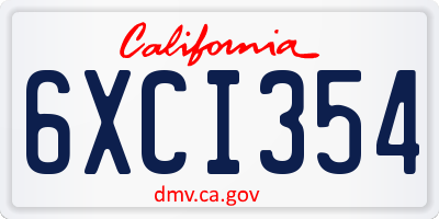CA license plate 6XCI354