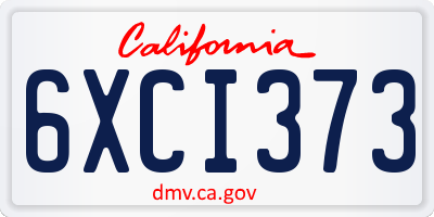 CA license plate 6XCI373