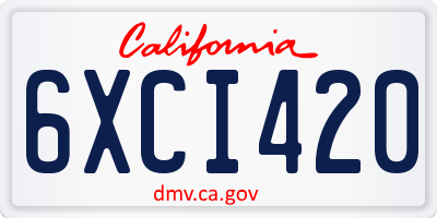 CA license plate 6XCI420