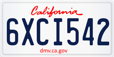CA license plate 6XCI542