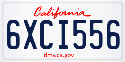 CA license plate 6XCI556