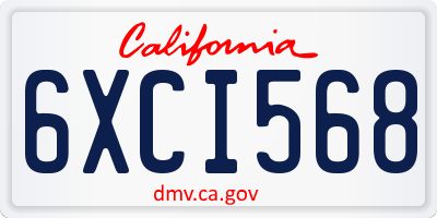 CA license plate 6XCI568