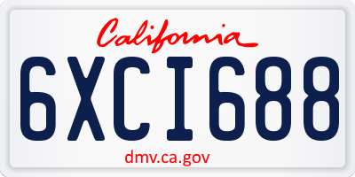 CA license plate 6XCI688