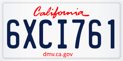 CA license plate 6XCI761