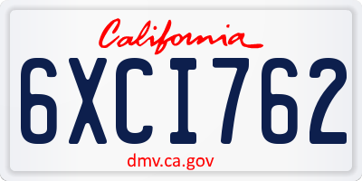 CA license plate 6XCI762